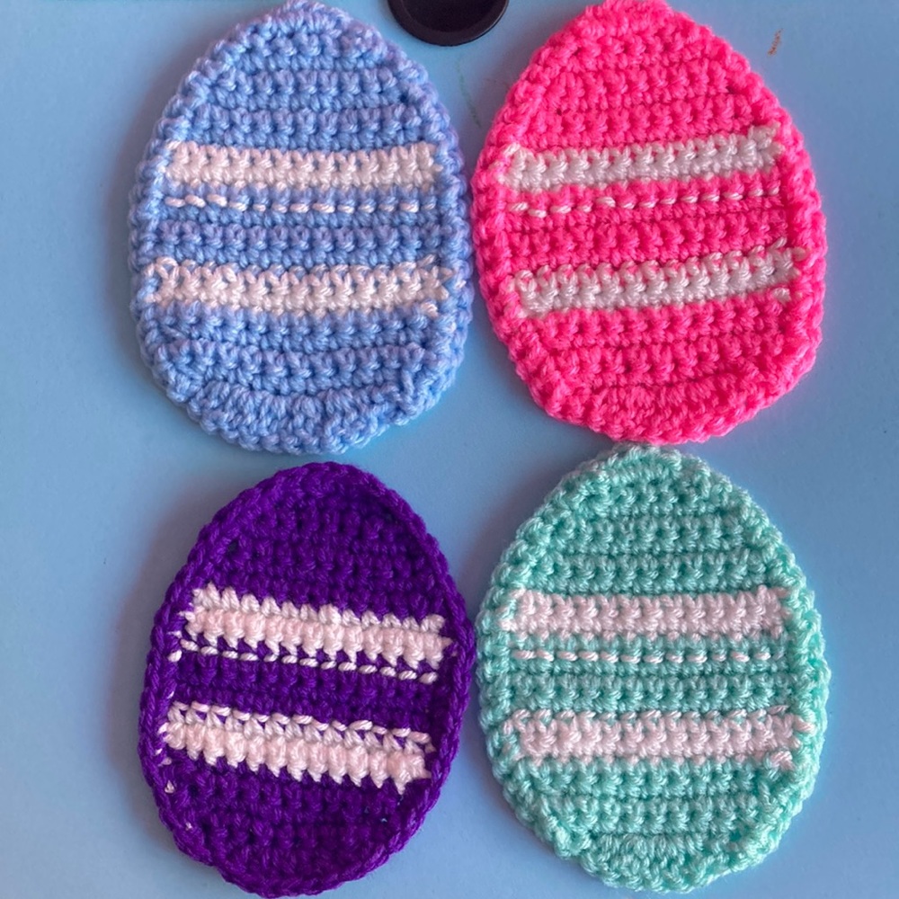 Hand crochet egg coasters